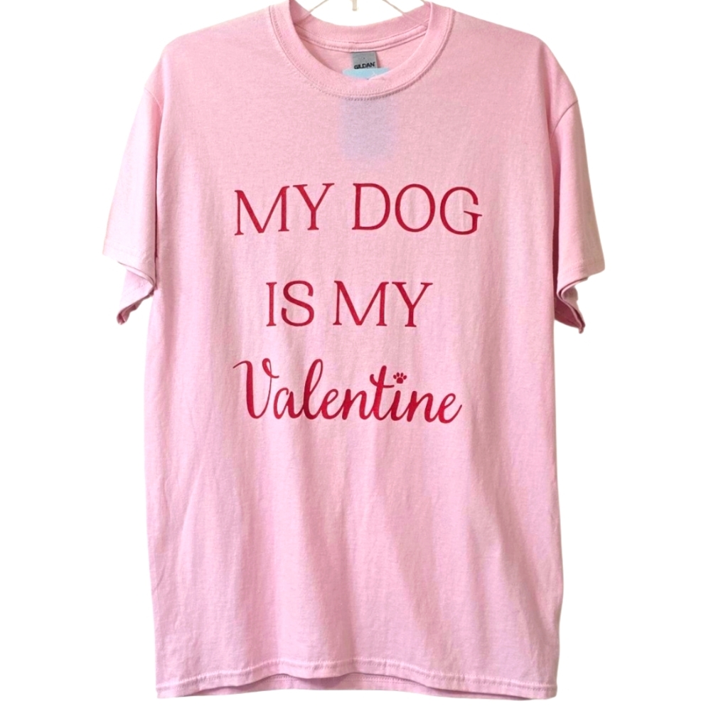 NWT Gildan Pink 'My Dog is My Valentine' Tee Size M